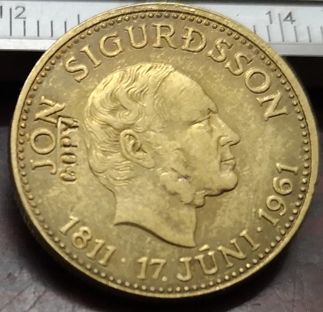1961 Исландия 500 коронур Джон сигуссон Золотая копия монета | Дом и сад