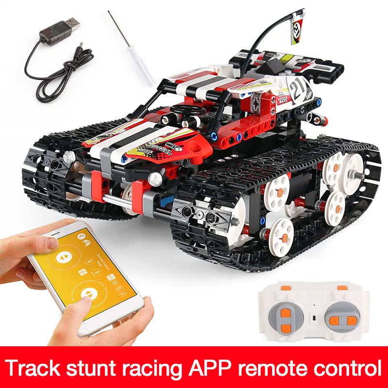 Двигатель мощность до Функция RC Гусеничный гонщик Электрический fit technic автомобиль 42065 скорость автомобиля строительный блок кирпичи модель ребенок подарок - Цвет: 13024-410PCS