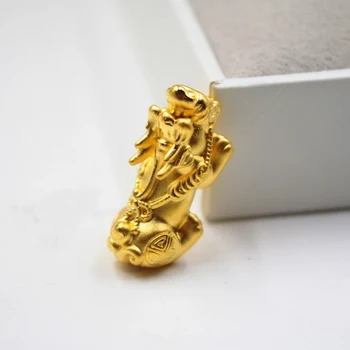 

New Arrival Pure 999 24K Yellow Gold Women's 3D Coin Pixiu Pendant 1.3-1.6g