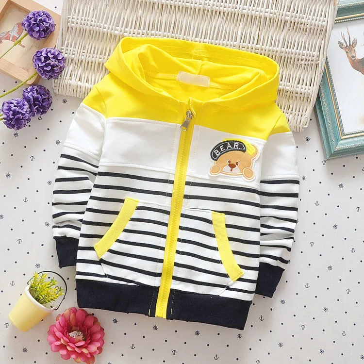 Baby Toddler Kids Boys Spring&autumn Cotton Bear Emboidery Jacket Zipper Coat For 70-110cm Height Kids Cardigan B003
