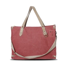 Washed Cotton Canvas Personalized Tote bags Simple Large Girls Shoulder Bag Popular Zippered Travel Tote Bags For Women