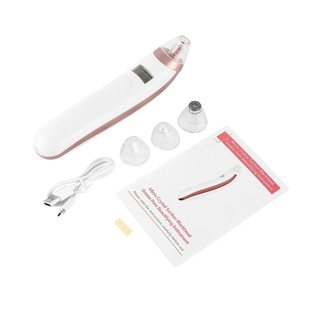 

Portable USB Micro Crystal Suction Blackhead Remover Grease Pore Beautifying Instrument Replaceable Head LED Screen Display