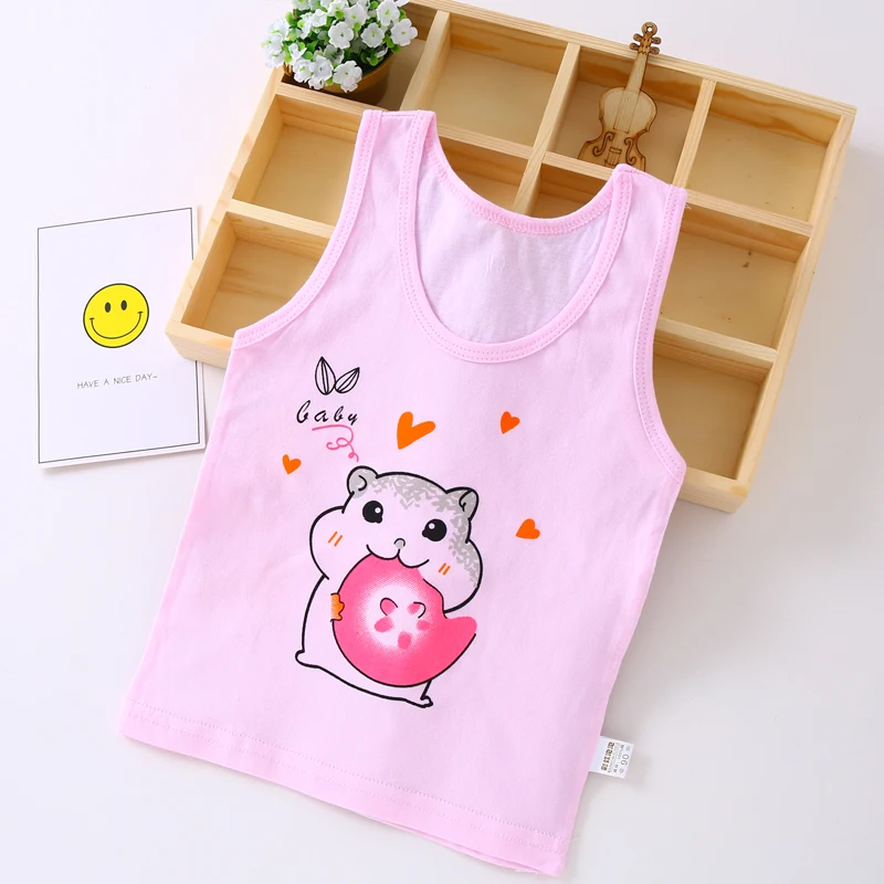 Baby Boys Girls Tanks Tops Solid Candy Color Children Vest Beach Camisoles Kids Underwear 100% Cotton Sleeveless T-shirts VE006