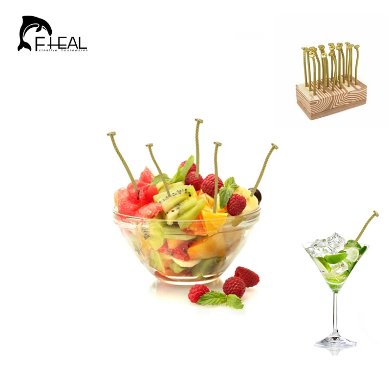

FHEAL 18pcs/set Creative Iron Nail Shape Fruit Fork For Party Dessert Snacks Plastic Fork Cocktail Stirring Sticks Bar Tools
