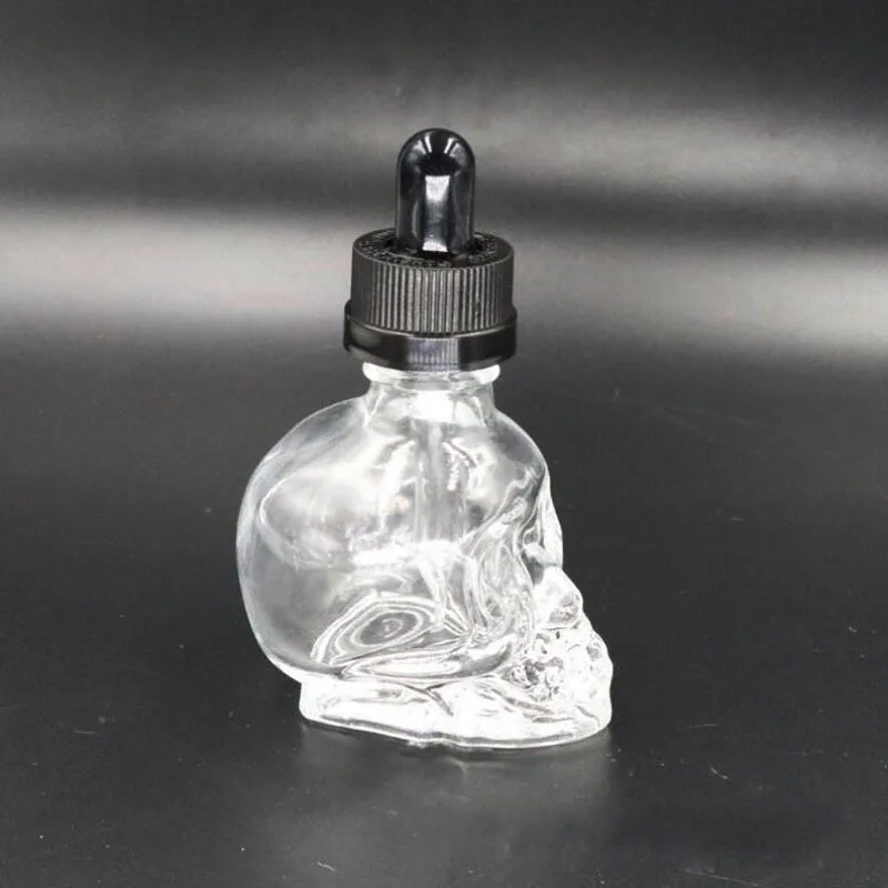 

Portable Empty 30ml Skull Glass Bottle With Pure Eye Dropper Tubes Essential Oil Liquid Reagent Pipette Refillable Bottle M39C