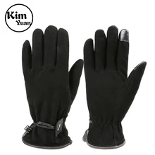 Женские зимние модные перчатки дизайн с сенсорным экраном оленья сохраняет тепло толстый ветрозащитный мягкий черный Регулируемый ремень