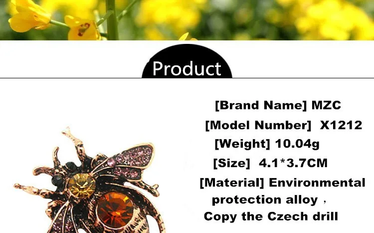 Factory Direct Men Classic insects Bee Brooch vintage Rhinestone Broach Purple Bee Brooches Hijab Pins For Women X1212