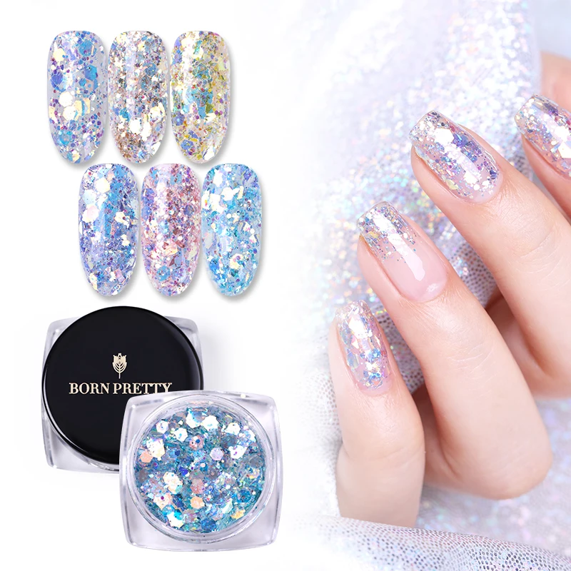 

BORN PRETTY 1g/Box Colorful Nail Glitter Sequins Shining Irregular Paillette Flakes Powder Nail Art Decorations Tips