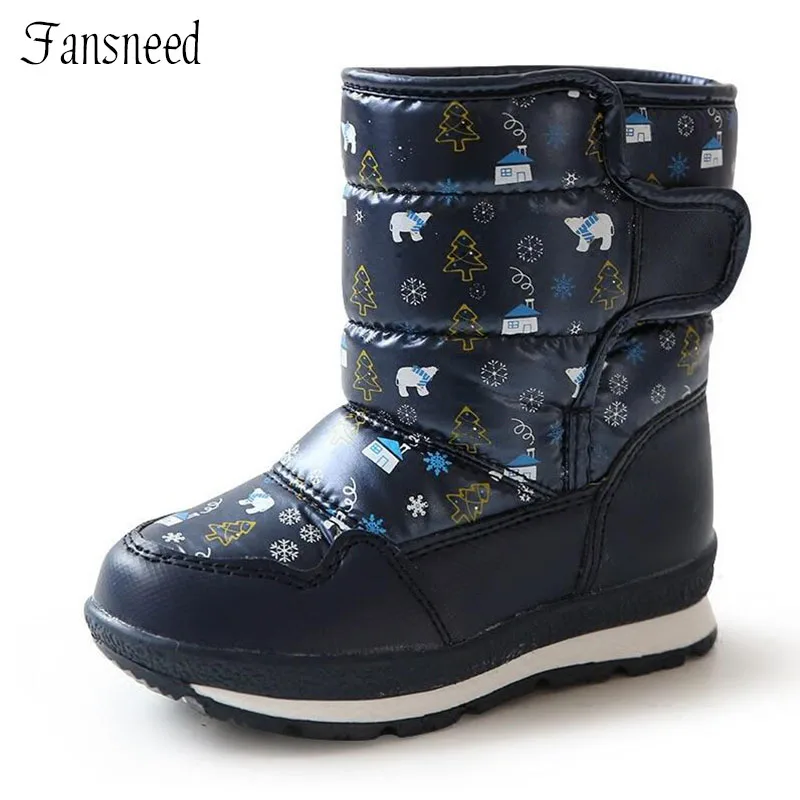

Fansneed Children Snow Boots Girls Pure Wool Warm Winter Boots Waterproof Cute Print Leather Shoes Warm -30 Degree Winter