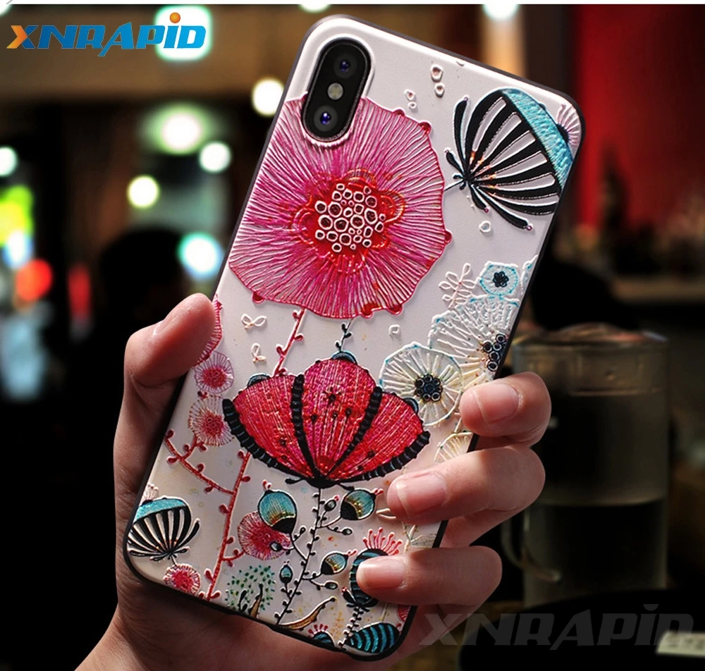 

XNRAPID Cute 3D relief cartoon phone case for iphone X 8 7 6 6S Plus case for iphone6 7 8 XRcase