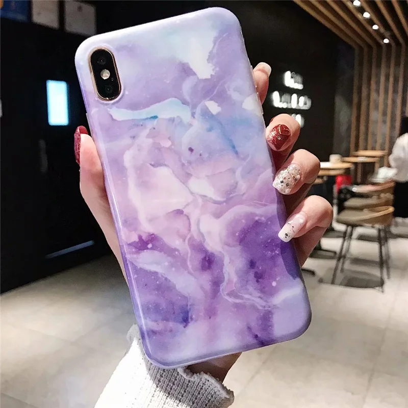 Lovebay чехол для телефона для iPhone 6, 6s, 7, 8 Plus, X, XR, XS Max, Модный Цветной мраморный Мягкий ТПУ силиконовый чехол для iPhone X, чехол для телефона, Fundas - Цвет: T7