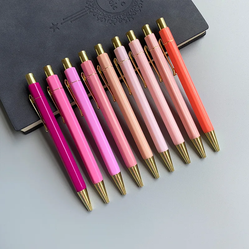 50pcs Fashion Luxury Pen Half Metal Ballpoint Pen Cute Bright Color Rollerball Pen for School Stationery Supplies Office Stuff