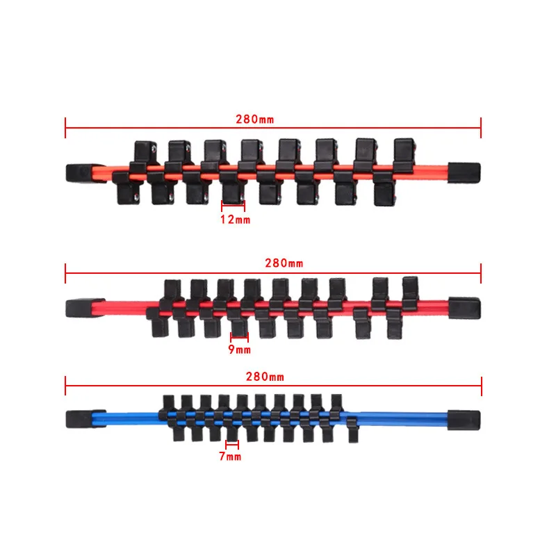 3 шт./компл. 1/4 3/8 1/2 Двусторонняя розетки стеллаж для хранения рельс Пластик стеллаж для выставки товаров рукав держатель инструмента вешалкки, ключ, дюймовый стандарт держатели инструмента - Цвет: 1set
