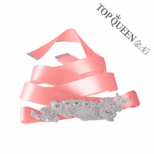 TOPQUEEN S91 свадебное жемчужное свадебное платье пояс атласные Стразы Алмазные Пояса для свадебного платья белый пояс - Цвет: Pink