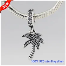 Подходит Для Всех Браслетов пальмовое дерево серебряные подвески с CZ Летний стиль серебряные бусины 925 пробы DIY ювелирные изделия оптом 09230