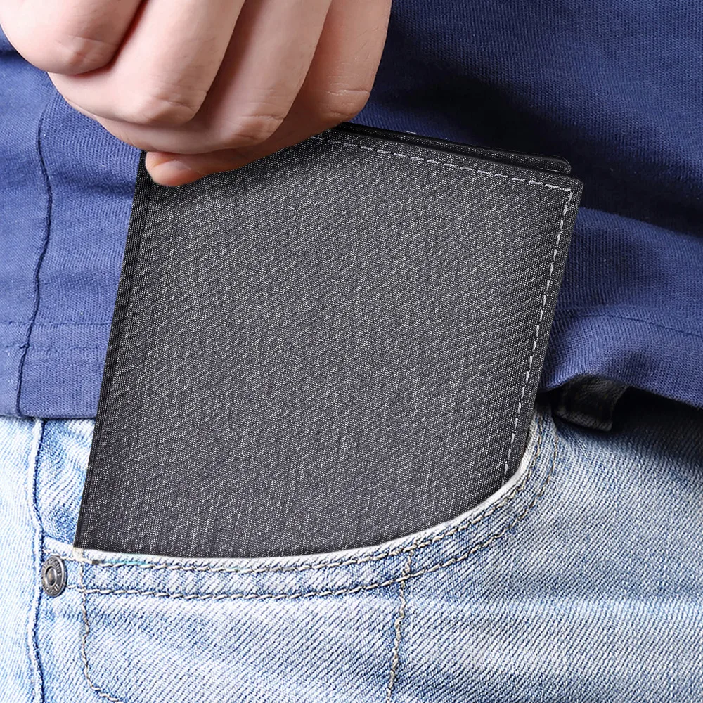 Мужской тонкий кошелек RFID Блокировка двойные три раза Натуральная кожа бумажник