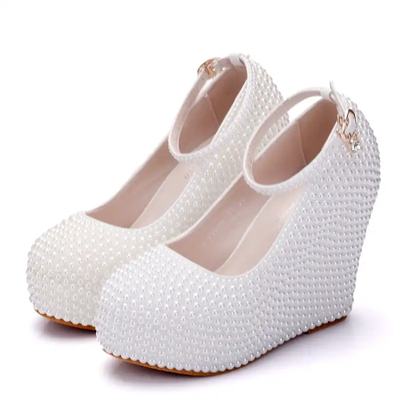 bridal wedges ivory