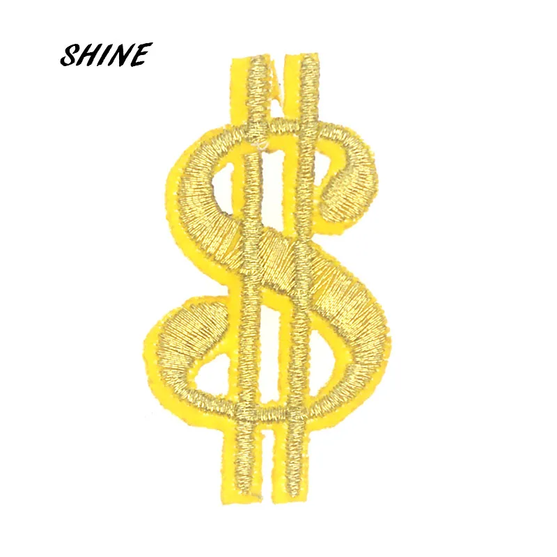

6pcs/lot Dollar Embroidered Badges Iron On Patches For Clothing Motif Sticker DIY Craft Sewing Accessories 4.9x2.7cm