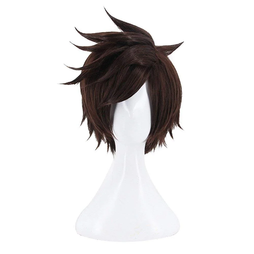 

Anilnc Anime Short Dark Brown OW Over Watch Tracer Cosplay Hair Wigs