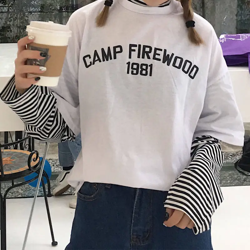 الربيع عارضة كوريا موضة الهيب هوب شريط الياقة المدورة هوديي طويلة الأكمام خمر البلوفرات فضفاض المتناثرة مخطط البلوز الربيع عارضة كوريا موضة الهيب هوب شريط الياقة المدورة هوديي طويلة الأكمام خمر البلوفرات فضفاض المتناثرة مخطط البلوز