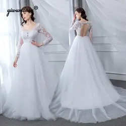 Vestidos De Novia 2018 спинки пляж свадебное платье настоящая фотография кружево Аппликация Длинные свадебные платья рукава Boho Свадебное es