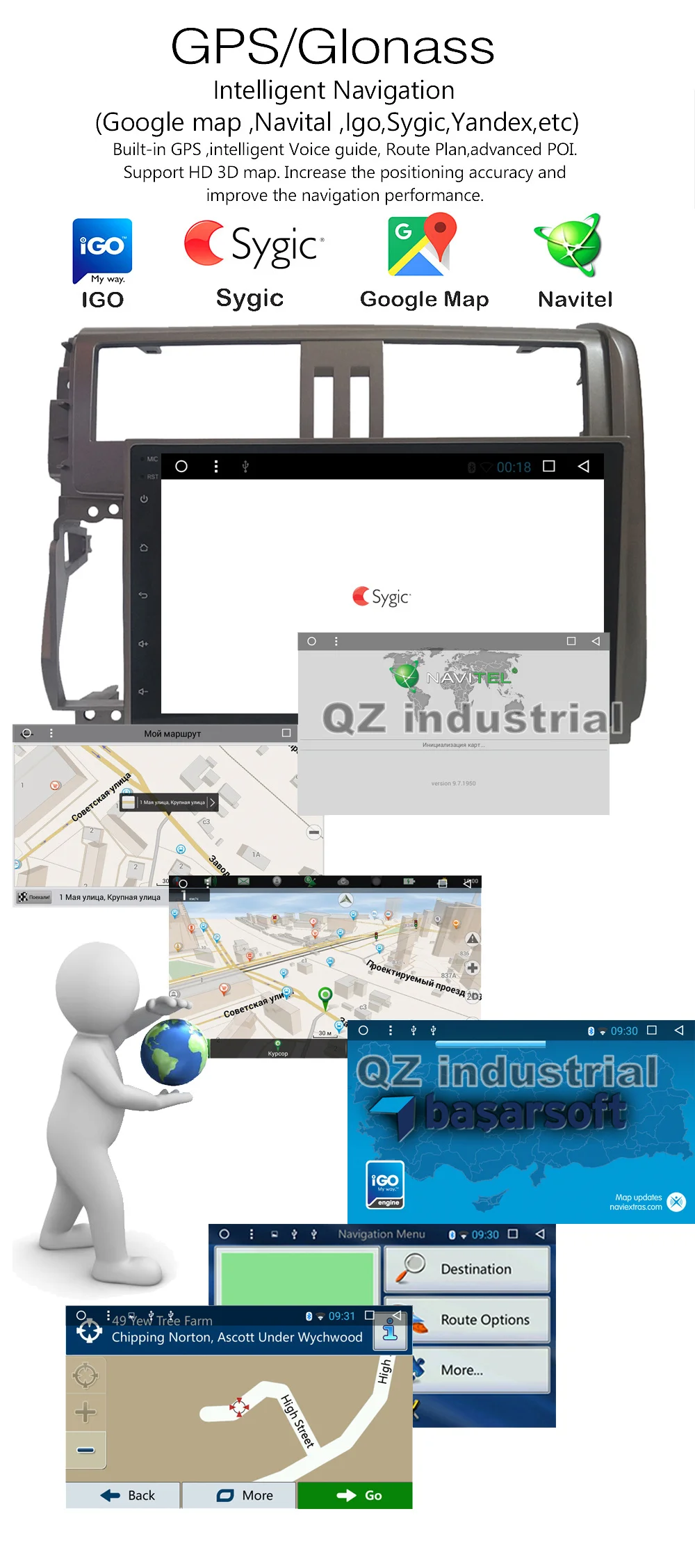 Discount QZ industrial HD 9" Android 8.1 T8 Car DVD player for Toyota Prado Land Cruiser 150 2010-2013 with 3G 4G GPS BT WIFI Radio Navi 12