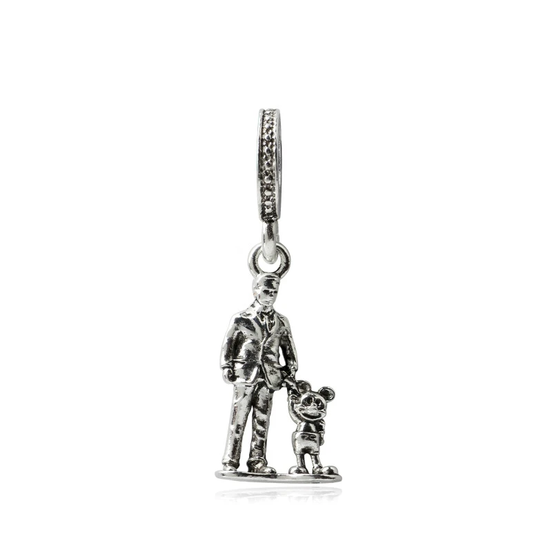 

5PCS New Antique Silver Anime Mickey Bead Man With Mouse Charm Fit Original Pandora Bead Bracelet DIY Jewelry Making Berloque