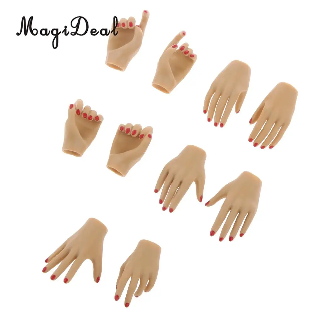 10Pcs PVC 1:6 Scale Womens Hand Models for 12 Inch Female Action Figure Body Dolls Children DIY Making Accs Toys