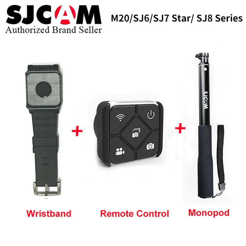 

SJCAM SJ7 Star SJ6 Accessories Waterproof Handheld Selfie Stick Monopod +Wrist Band Remote Control for M20 SJ6 SJ7 Star Remote