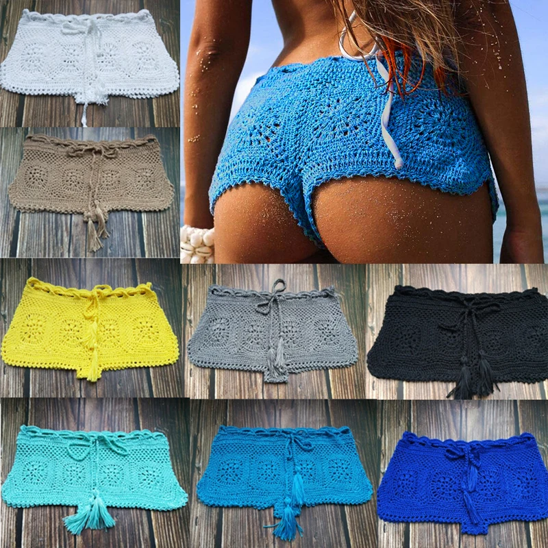Однотонные трикотажные шорты для плавания женские летние пляжные сексуальные обтягивающие шорты с низкой талией одежда для плавания