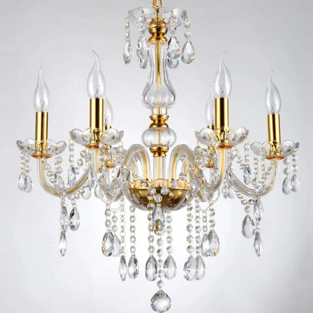 Aliexpress Com Luxury Black Gold Clear Crystal Chandelier 6 Aliexpress Com Luxury Black Gold Clear Crystal Chandelier 6 Arms Led Re Modern Design Candle E14 Lighting Chandeliers 110v 220v From