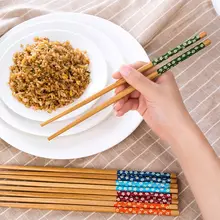 5 пар/лот практичные стильные деревянные палочки для еды с цветочным принтом, гравированные бамбуковые китайские палочки в ретро стиле в национальном стиле