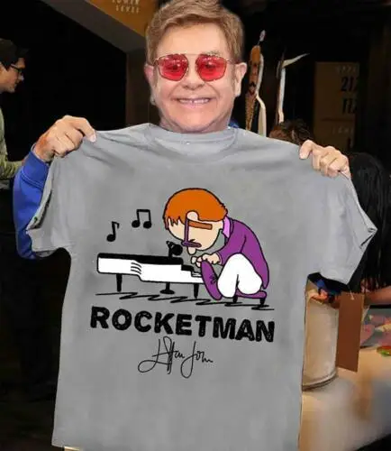 

T-Shirt For Men Rocketman Signature Men T-Shirt Dark Heather Cotton S-6Xl Streetwear Shirt