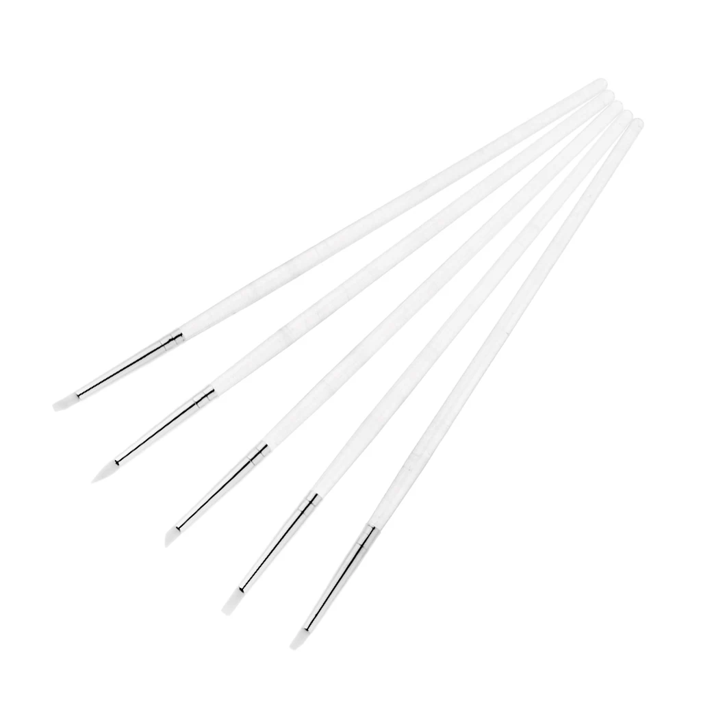 5 Pcs Silicone Nail Brushes Pens Set With 5 Shape Tip Acrylic Clear Handle For Nail Art Painting Carving Moulding Blending Pens