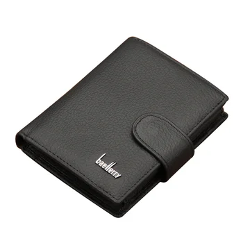 

Men's Genuine Leather Wallet Cowhide Leather Short Purses Soft Money Clip with Photo Holder and Coin Pouches WB138