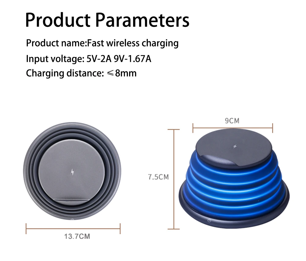 Ascromy Telescopic Table Lamp Wireless Charger Stand For iPhone XS Max XR X Samsung Galaxy S9 Plus S8 LED Induction Charging Pad (9)