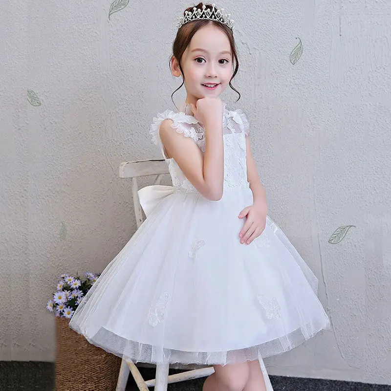 Новое летнее белое платье без рукавов для девочек детское пышное платье принцессы