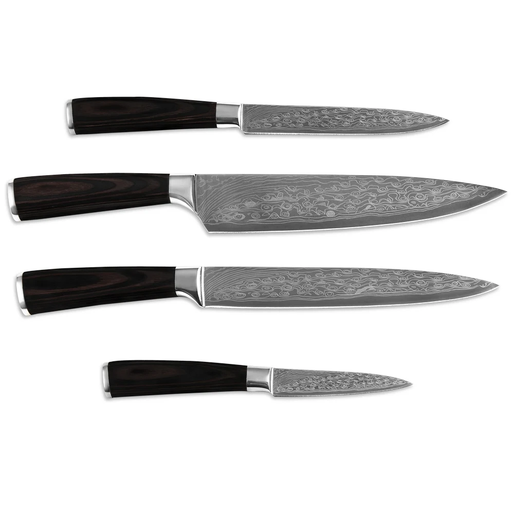 Sharp stainless steel chef slicing utility paring knife four piece set