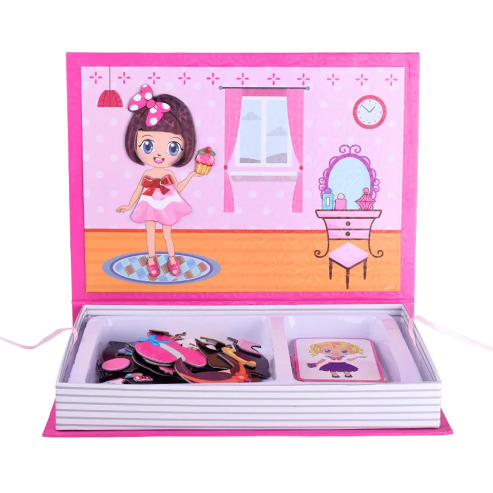 

Woodentoys Puzzle Toy magnetic force Figure Stereoscopi Games Educational Clever Changing clothes Girl Toys