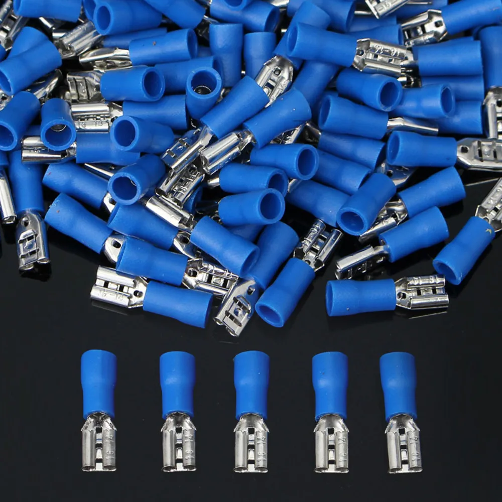 

Shovel-shaped Head Blue 16-14AWG Rubber Semi-insulating Crimp Terminal Connector Terminals 4.8mm/10Amp