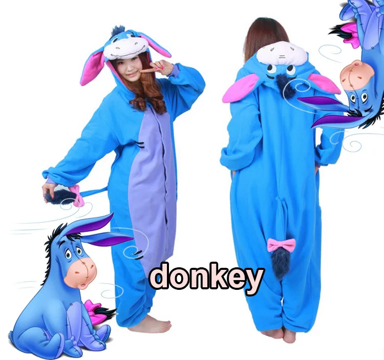 Halloween Party Costume Cute Blue Donkey Eeyore Onesie Pajamas Costume