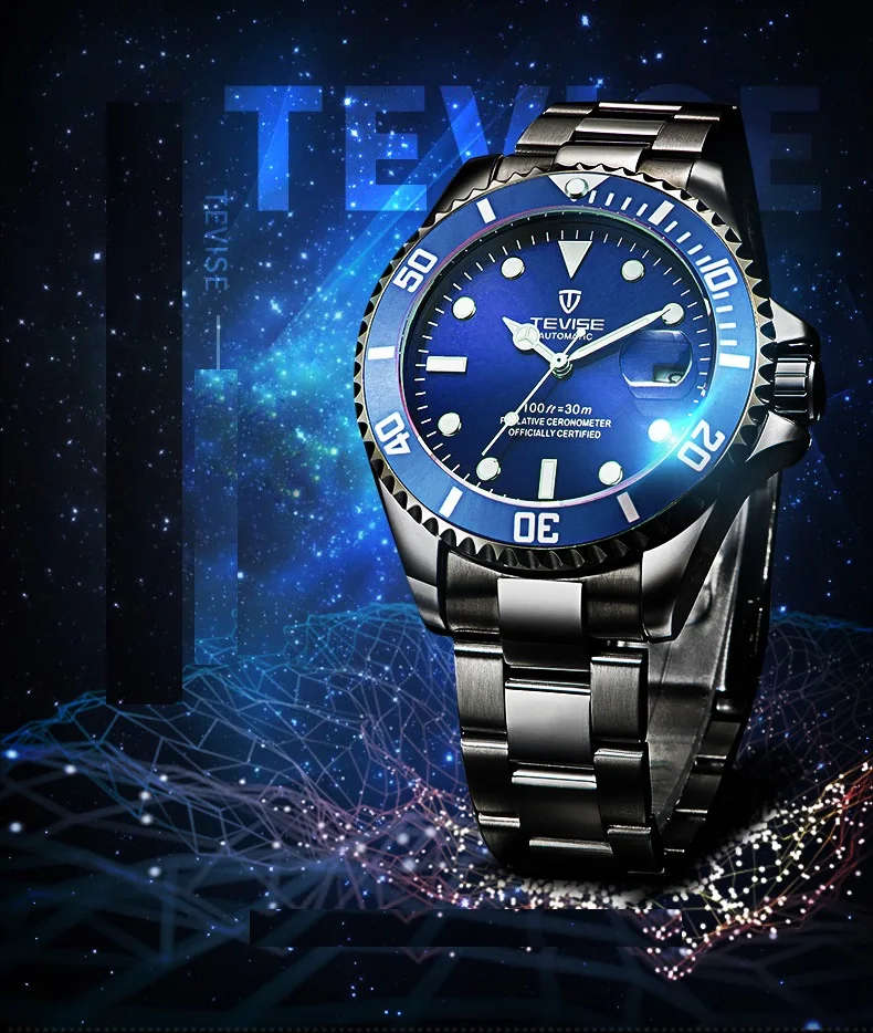 1TEVISE Red Watch Men Creative Luminous Watches Date Waterproof Clock Man Blue Automatic Watch Purple Mechanical Wristwatches (8)