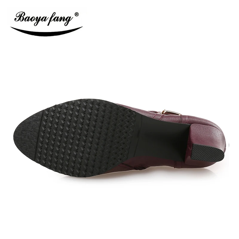 Felpa Talón Nueva Invierno Botines Corto Plantilla Negro Botas Mujeres Red Grueso Llegada 1 Para wine Baoyafang 3wa Mujer OqxpdEwq