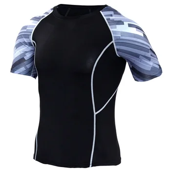 

Men's Tight Stretch Fitness Bodybuilding T-Shirt Letters Printing Crossfit Workout Slim Gyms Short Sleeve Tees Tops
