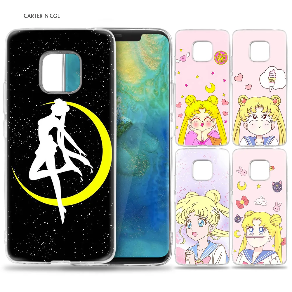 

Case for Huawei Mate 10 20 Pro P10 P20 P30 Honor 10 8X 8C 8A Lite P Smart Y6 Y7 2018 2019 V20 Sailor Moon Girl Free