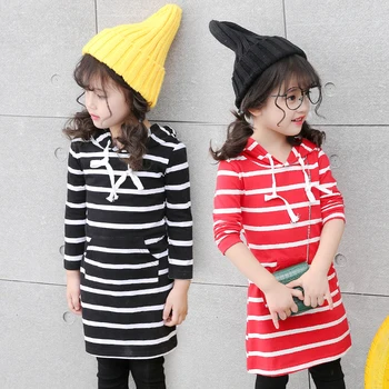 

2019 children girl striped hoodies dress kids girls casual fashion shirts dress spring autumn clothing