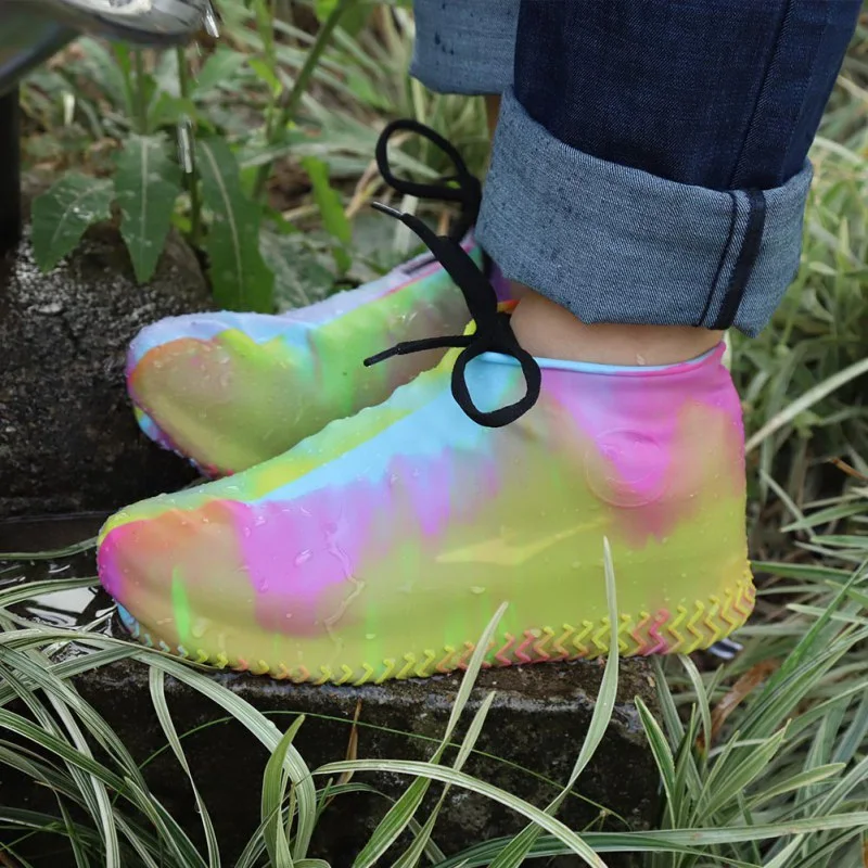 

1 Pair Rubber Reusable Silicone Waterproof Rain Shoes Covers Slip-resistant Rain Boot Motorcycle Bike Overshoes Shoes Accessorie