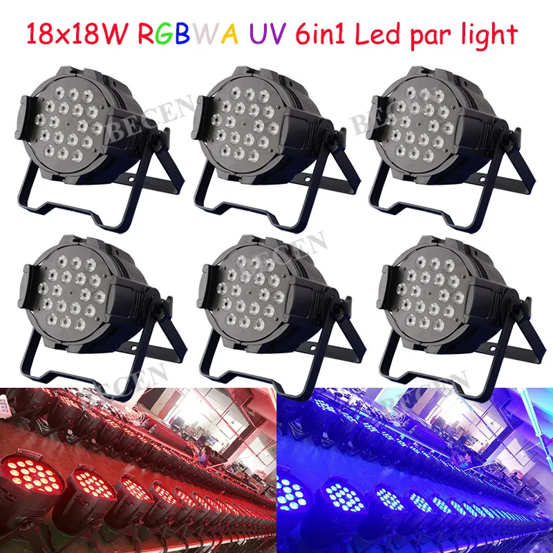 

18x18W RGBWA UV dj Wash Par Light 6in1 led par light Wedding DJ Indoor Led Par Can Lights 6pcs