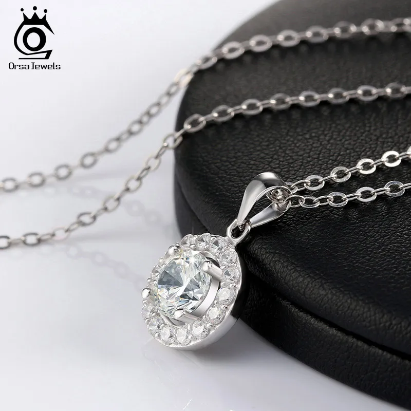 ORSA JEWELS 925 пробы роскошные серебряные большие размеры AAA австрийский кубический цирконий длинная цепь подвески ожерелья ювелирные изделия для женщин SN43