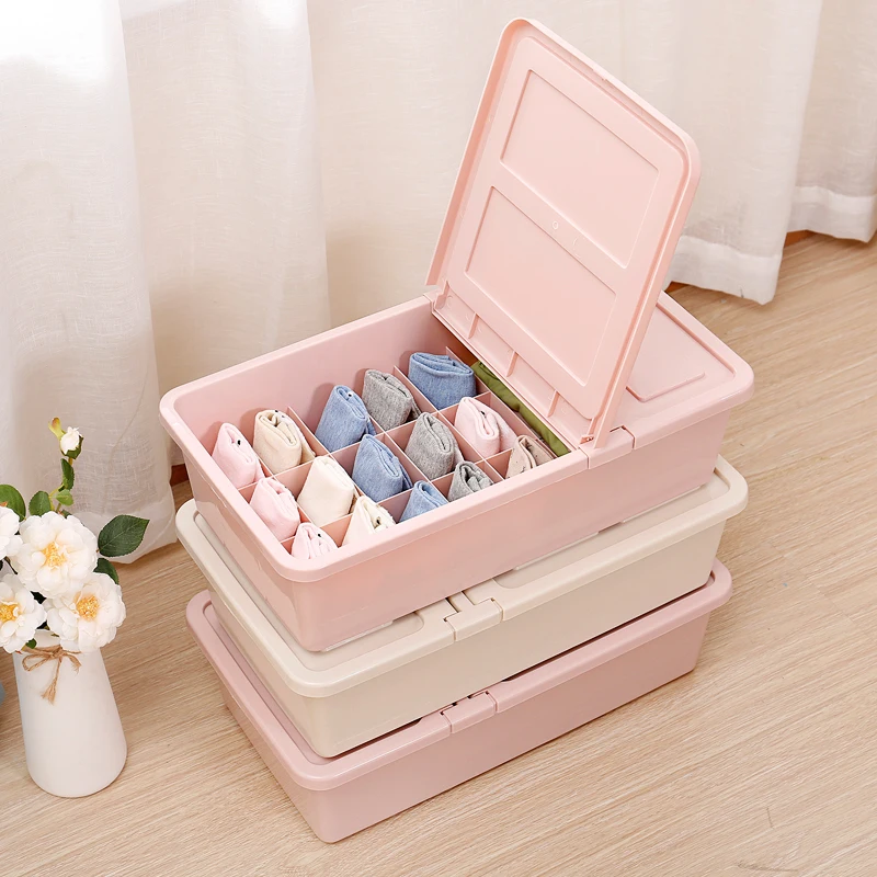 

Plastic with cover, lattices, underwear, packing box, pants and socks storage box